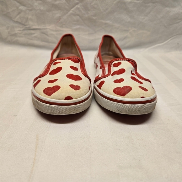 Vans Limited Edition Valentine's Heart Print Shoes - Red & White Womens Size 8.5 - Picture 4 of 9